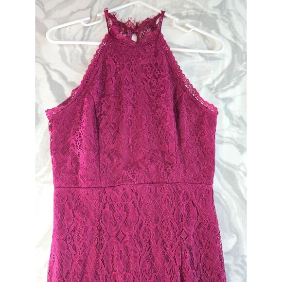 Lulus Maroon Lace Holiday Body Con Dress Size S - Picture 3 of 14